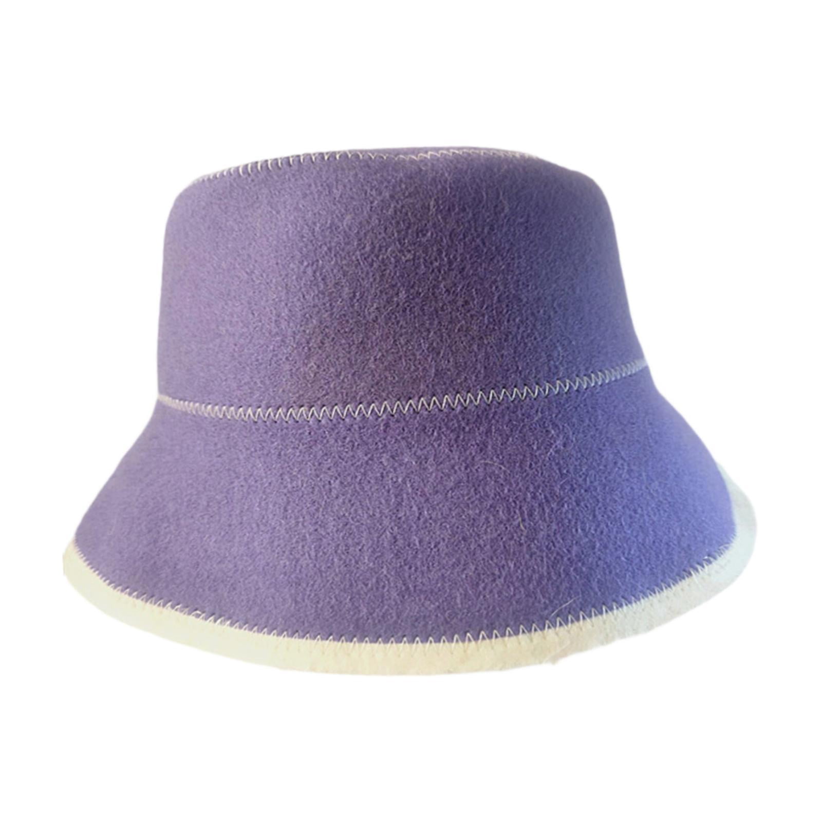 oshhni Felt Cloth Sauna Hat Bath Accessories Sauna Cap for Bath House Men Women SPA Purple