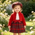 thumbnail image 2 of Enyan Infant Baby Girls Outfits Warm Long Sleeve Tops and Ruffled Cute Skirts Hat 3Pcs Clothing Set for Fall Winter, 2 of 6