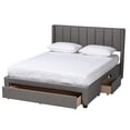 thumbnail image 2 of Baxton Studio Coronado Mid-Century Modern Transitional Grey Fabric Full Size 3-Drawer Storage Platform Bed, 2 of 13