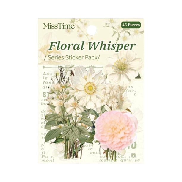45 Unidades De Pegatinas Botánicas Florales Para Álbumes De Recortes, Decoración De Diarios, Agendas Y Manualidades