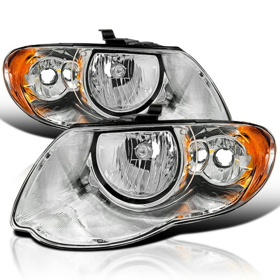 Spec-D Tuning Chrome Headlights Compatible with 2005-2007 Chrysler Town & Country, Left   Right Pair Headlamp Assembly