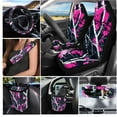 thumbnail image 2 of Yuyamidu Camo Hunting Car Seat Covers Set of 15 Pink Wood Steering Wheel Cover Seat Belt Covers Trash Bin Auto Air Vent Organizer Rear View Mirror Cover Coasters Keychain, 2 of 7