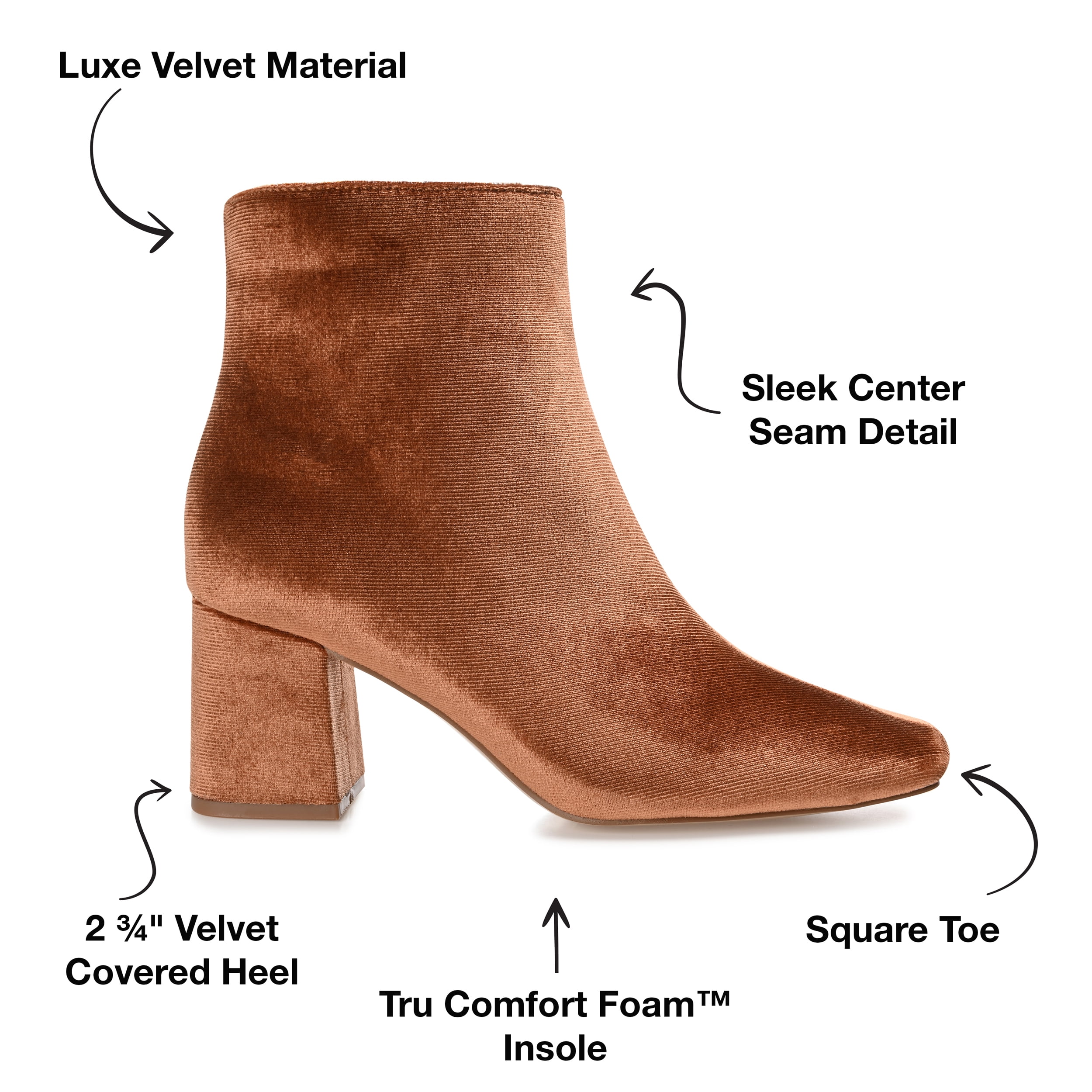 Journee Womens Hazara Square Toe Block Heel Ankle Booties, Widths Available