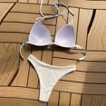 thumbnail image 6 of KONDYS Two Sets Color Beachwear Solid Color Sexy Women Hanging Neck Bikini Piece Swimsuit Swimwears Tankinis Set Stylish Breathable Women's Beachwear, 6 of 6