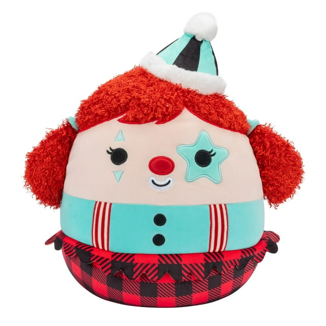 Payaso Eurídice original de peluche Squishmallows, 30 cm, con parche verde azulado