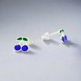 thumbnail image 3 of Cute Cherry Ear Studs Tiny Earrings Fruit Enamel Ear Studs Nature Lover Gift Minimalist Handmade 925 Sterling Silver, 3 of 5