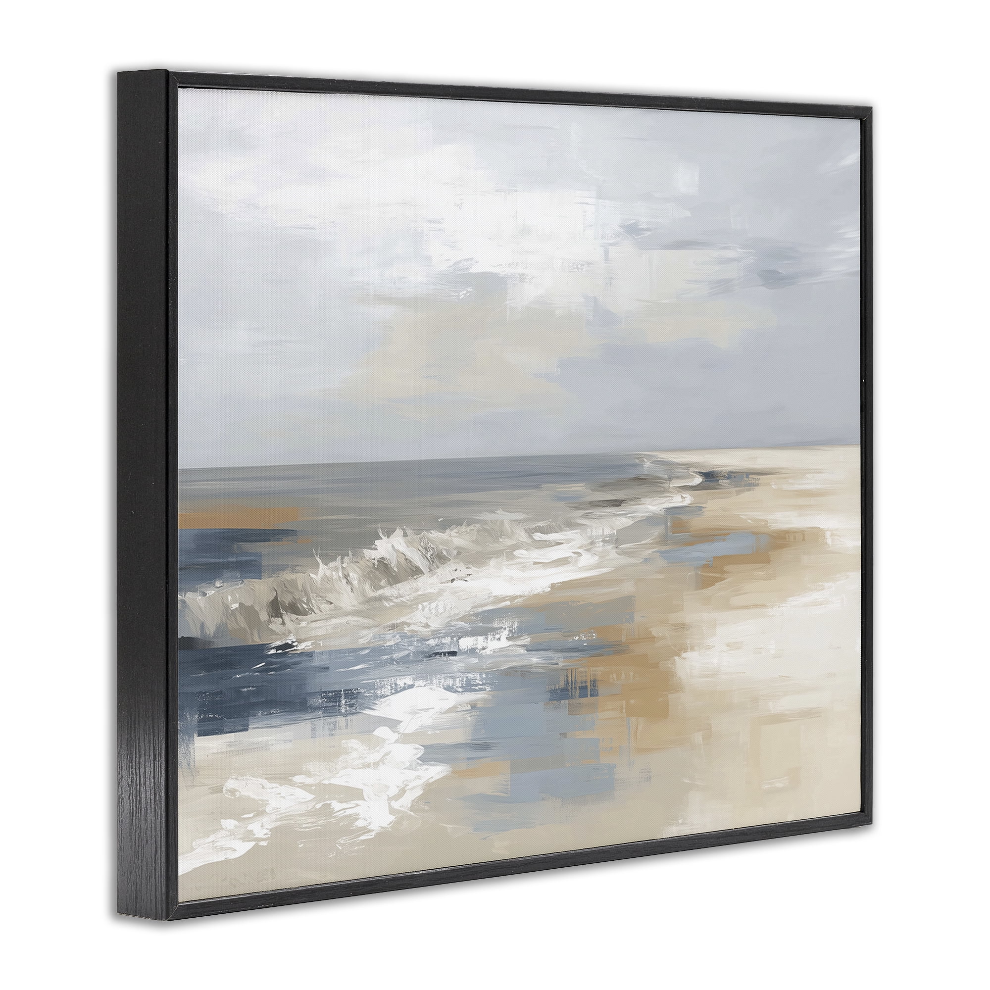 Stupell Industries Tranquil Beach in Neutrals Black Framed Giclee Art, design by Kim Curinga