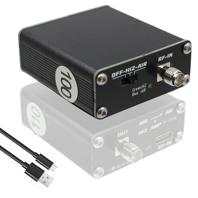 Tignapoo Dual-Band Aviation to Shortwave Converter with High Impedance Amplifier, USB-C Charging, and Portable Design for Enhanced Radio Listening (118-138MHz Input, 100MHz Down Conversion)