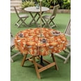 thumbnail image 5 of Outdoor Tablecloth with Umbrella Hole Zipper Orange Flowers Round Tablecloth 60" Waterproof Outside Table Cloth Spring Floral Country Pastoral Retro Patio Table Cover Tablecloths for Picnic Party, 5 of 8