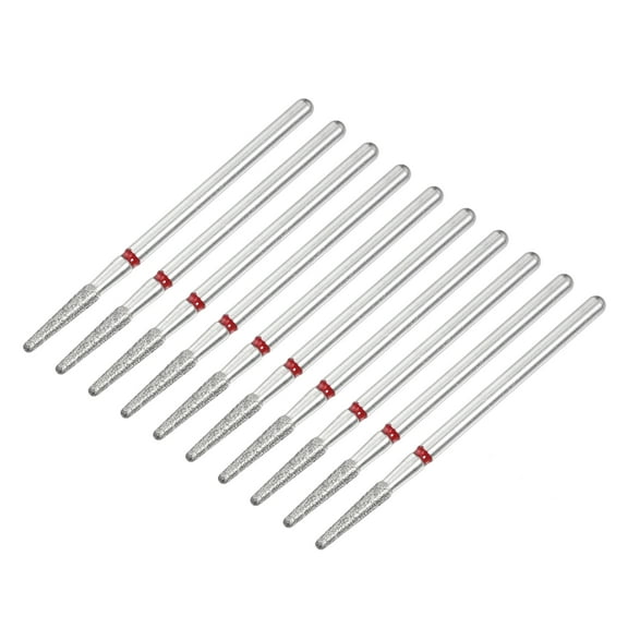 Unique Bargains 10 Pcs Emery Nail Drill Bits Set for Acrylic Nails 3/32 Inch Nail Art Tools 44mm Length Red