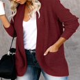 thumbnail image 1 of Womens Long Sleeve Open Front Waffle Chunky Knit Cardigan Sweater Outwear, 1 of 5