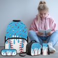 thumbnail image 2 of Yuyamidu Blue Baseball Backpack for Boys Girls with Lunch Box Cute Bookbag and Lunch Bag Set for Kids Middle School Book Bag and Lunchbox Pencil Case Water Bottle Holder with Strap, 4 in 1, 2 of 8
