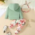 thumbnail image 4 of SILVERCELL Infant Toddler Hoodie Outfits Baby Girl Floral Clothes Long Sleeve Hooded Tops Casual Pants and Headband Outfit Set 0-24M, 4 of 9