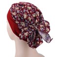 thumbnail image 2 of Weikingp Fascinators Hats for Women Women Print Muslim Hat Stretch Retro Turban Hat Head Wrap Cap Hats for Men Hats for Women Mens Hats () Wine Cotton, 2 of 2