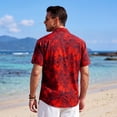 thumbnail image 6 of Hawaiian Shirts for Men Short Sleeve Casual Summer Beach Aloha Red Shirt Palm tree leaves T-Shirt, 6 of 7