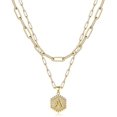 thumbnail image 1 of Collares con iniciales en capas para mujer, collar de cadena con clip, hexag simple y lindo, 1 of 5