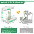 thumbnail image 2 of Under Sink Organizer 2 Packs, Pull Out Kitchen Sink Organizer, 2 Tier Slide Out Kitchen Organizers and Storage Bathroom Under Cabinet Storage Shelf, Transparent & White, 2 of 14