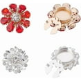 thumbnail image 1 of 4Pcs 2 Styles Rhinestone Buttons Cover Button Cover Sleeve Buttons Cover Flower Buttons Cover Detachable Shirt Button Clips for Dress Suit Tux Shirt Accessories Red, 1 of 9