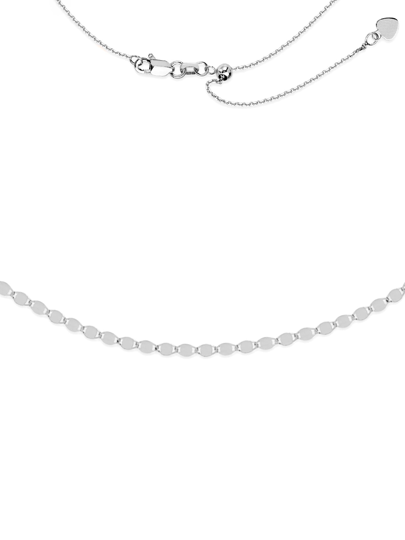 AzureBella Jewelry 14k White Gold Choker Necklace Adjustable Length