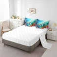 thumbnail image 3 of YST 7 Piece Cartoon Sea Turtle Bed in a Bag Comforter Set - Ocean Theme Bedding Set with Coral Print, Queen, 3 of 4