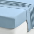 Blue Full-Size Flat Sheet Only - 600 Thread Count 100% Combed Cotton