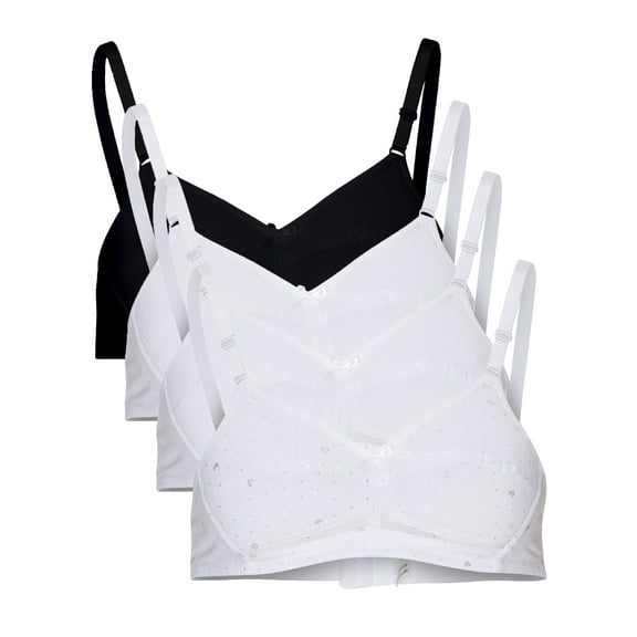 B2BODY Girls and Big Girls Cotton Bras Adjustable Wireless Training Bra Multi-Pack