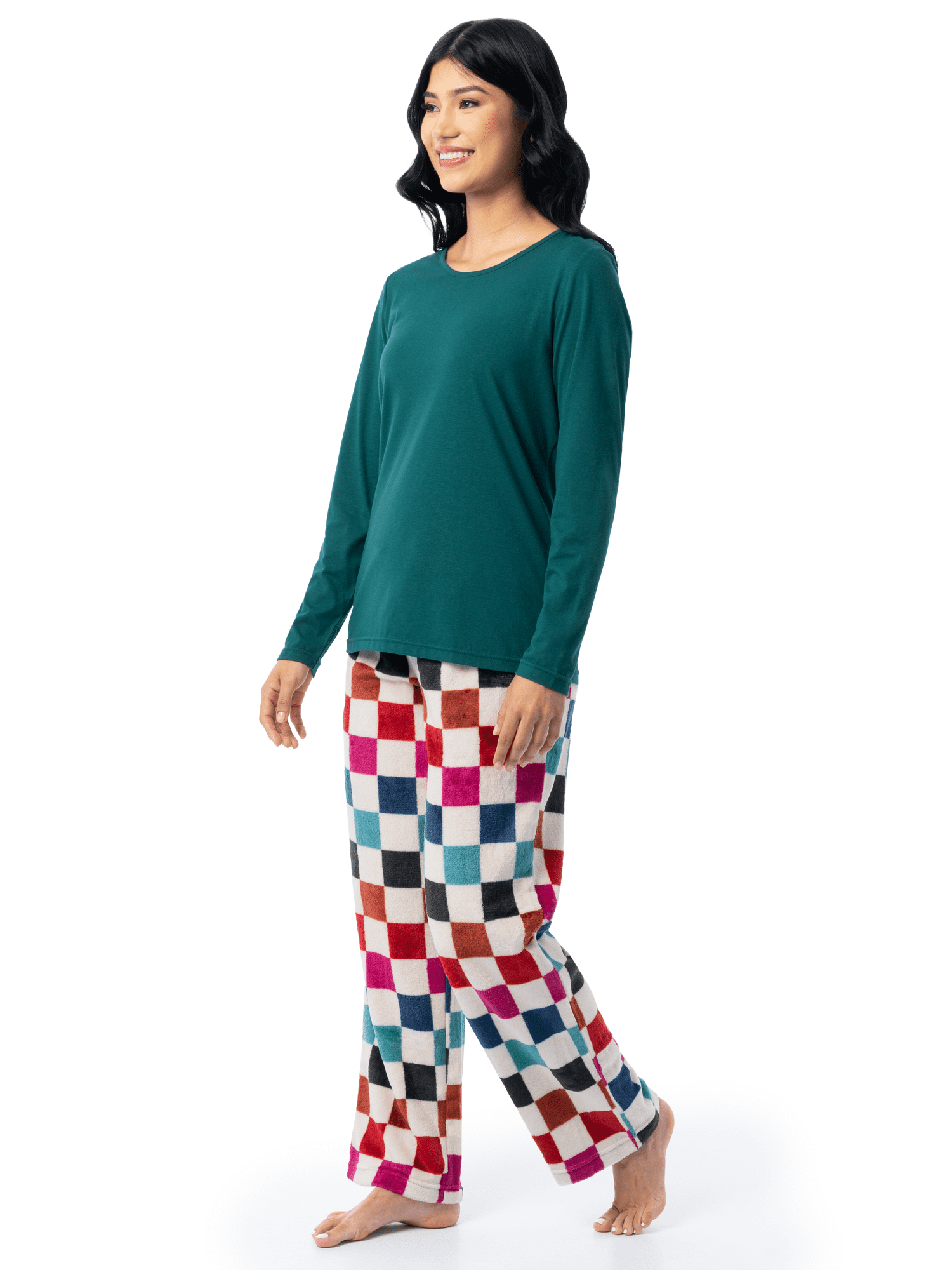 Fruit of the Loom Women's Beyond Soft Long Sleeve Top & Fleece Bottom Pajama Set, Sizes S-4X