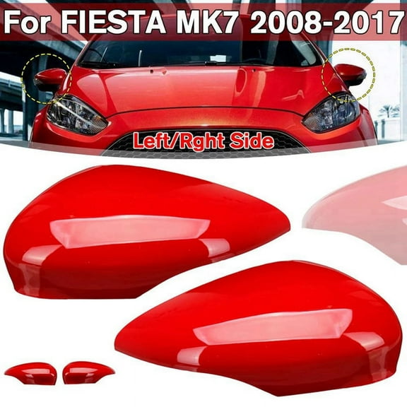 Right Wing Door Rearview Mirror Cover Side Mirror Cap for Fiesta MK7 2008-2017 Red