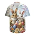 thumbnail image 5 of KeShDi Easter Mens T-Shirts Tee Shirts Button down Men's Casual and Fashionable Easter Printed Short Sleeved Button Up Collared Shirt Multicolor 2X, 5 of 5