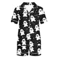 thumbnail image 5 of SwiftWear Women's Halloween Ghost Print Pajama Set - Cute Spooky Sleepwear & Loungewear, Short Sleeve Button-Down Top with Comfort Shorts Black, 5 of 8
