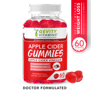 Pure Apple Cider Vinegar Gummies by Gevity Vitamins, 60 Count ACV - Improves Digestion - Helps Weight Loss