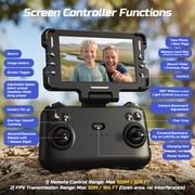 Drone with 4.3 Screen on Remote, Wefone XJ2 Foldable 4K Camera Drone, Optical Flow, Brushless Motor, Under 249g, 2 Batteries, Gray