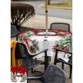 thumbnail image 4 of Outdoor Tablecloth with Umbrella Hole and Zipper, Red Christmas Square Table Cloth 60x60 Inch Waterproof Tablecloth, Xmas Snowman Trees Watercolor Snowflakes Picnic Table Cover for Patio Camping, 4 of 7