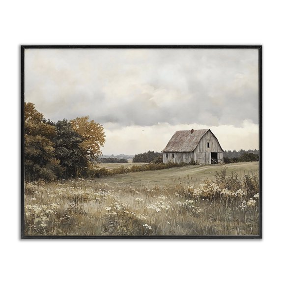 Stupell Industries Rustic Lodge Muted Autumn Barn Meadow Black Framed Giclee Art, 14 x 11, by LSR Design Studio
