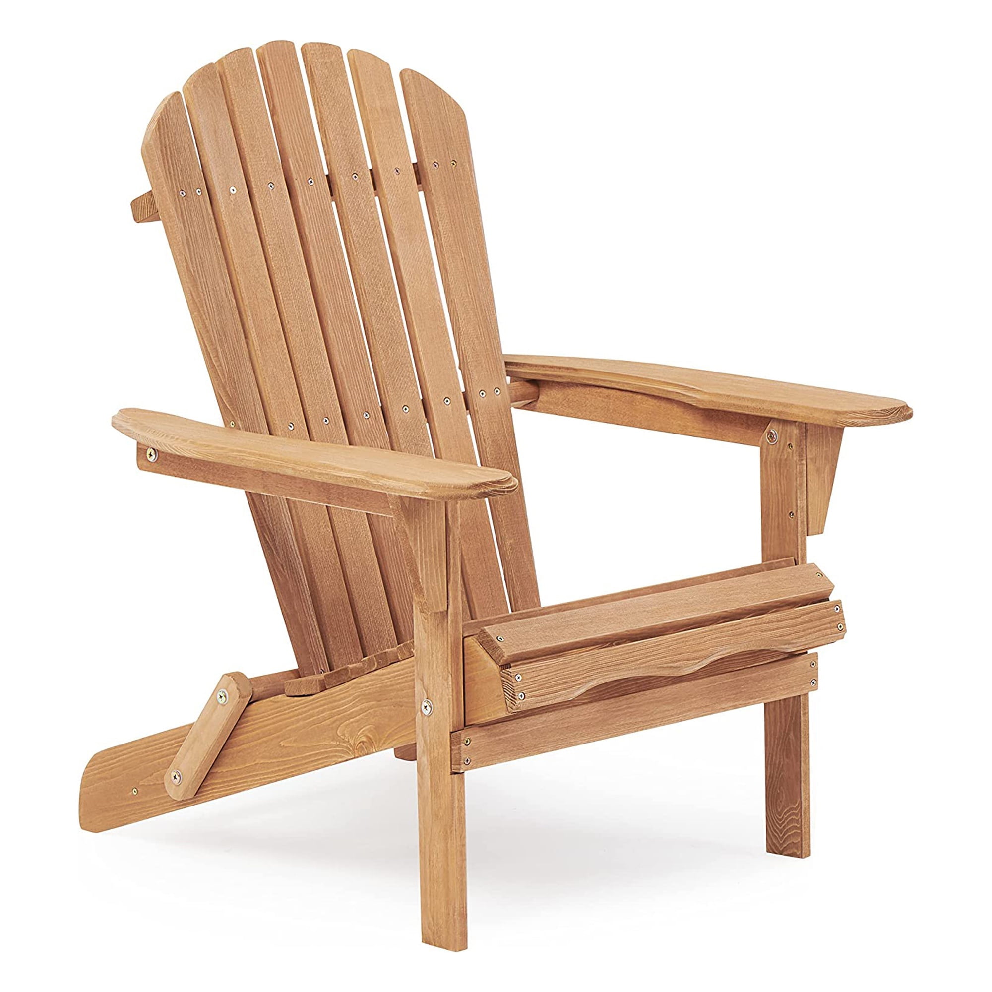 Glavbiku Folding Adirondack Chair Set of 4,Wood Lounge Chairs with High Backrest for Patio,Brown