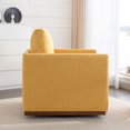 thumbnail image 4 of 360° Swivel Accent Chair, Linen Upholstered Single Sofa Chair with Back Support Pillow, Mid Century Barrel Chair, Reading Chair Armchair with Metal Base, for Living Room Bedroom Office, Yellow, 4 of 9