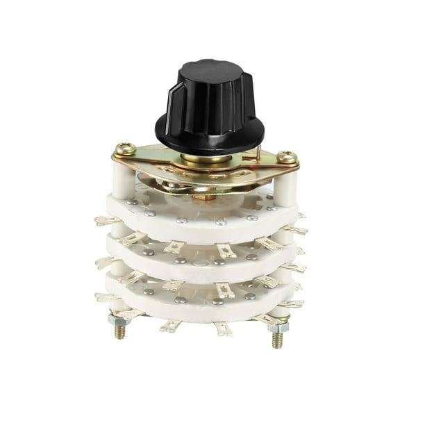 3P6T 3 Pole 6 Position 3Deck Band Channel Rotary Switch Selector Knob