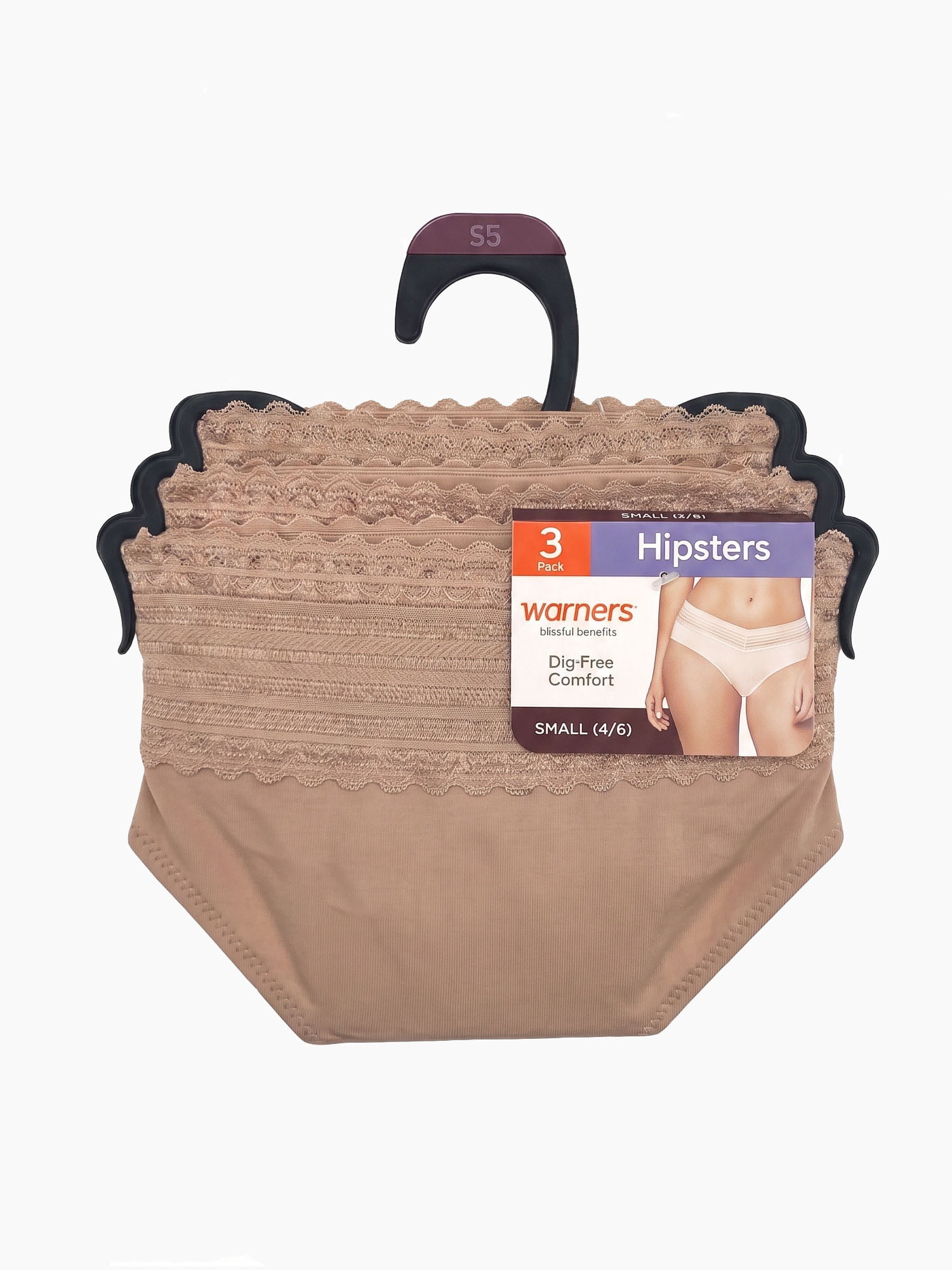 Warners Blissful Benefits Women's Dig-Free Micro Lace Hipster 3-Pack, Sizes S-3XL