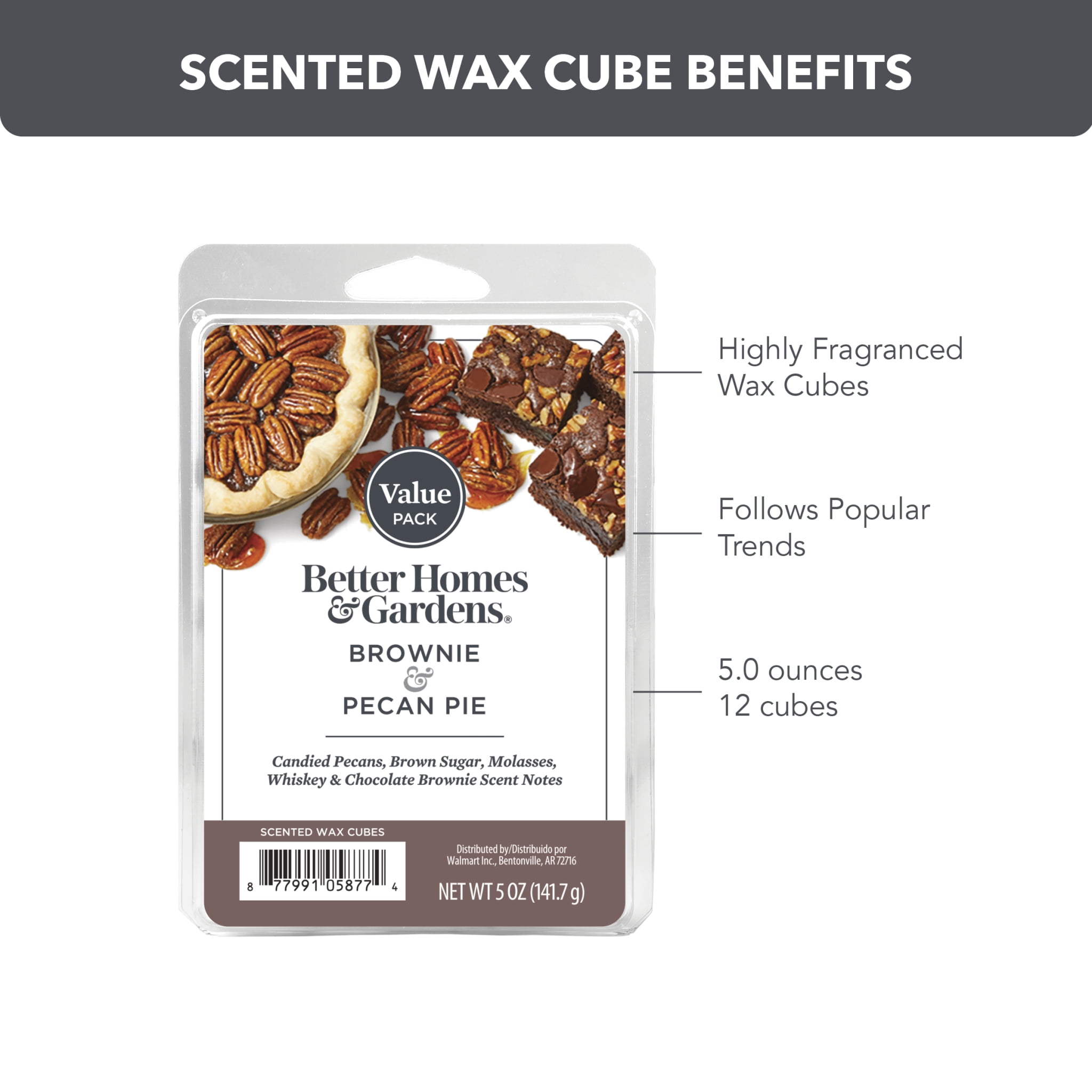 Brownie Pecan Pie Scented Wax Melts, Better Homes & Gardens, 2.5 oz  (1-Pack) 