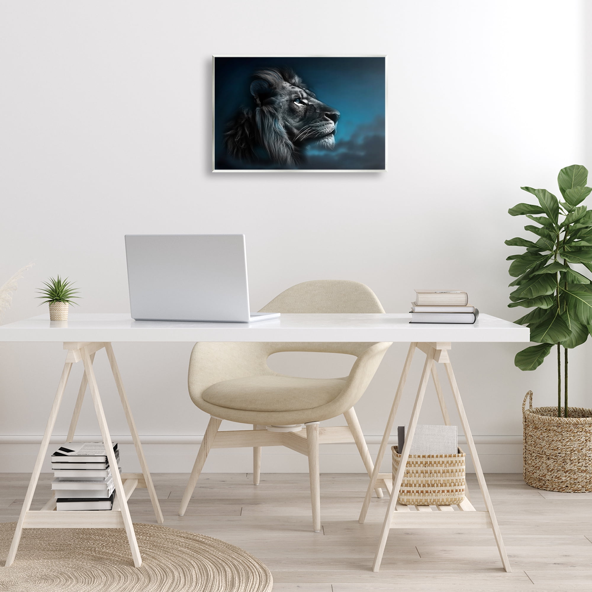 Stupell Industries Intense Gazing Lion Animals & Insects Painting Unframed Art Print Wall Art, 19 x 13
