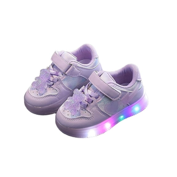 Girls' Light-Up Shoes Bear Pattern Breathable Mesh Sneakers Hook-and-Loop Soft Sole Shoes Casual Kids Footwear