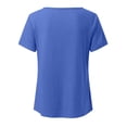 thumbnail image 5 of Only Moment Versatile Fashion Top Polyurethane fiber Square Collar Women's Short Sleeve Tops Lightweight Casual Pullover Tops Blue,4XL, 5 of 5