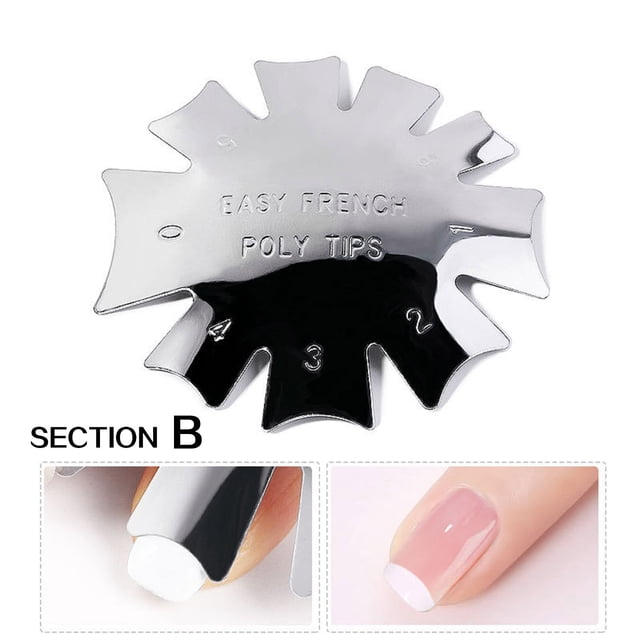 EGNMCR Gabarit d'Ongles Français en Cristal Gabarit de Couleur en Acier Inoxydable Modelage nail Art