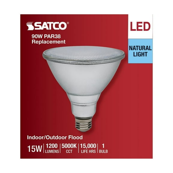 Satco S11488 PAR38 LED Reflector Light Bulbs 15W 5000K 1200L E26 Medium Base (6 Pack)