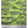 thumbnail image 1 of Soimoi Green Poly Georgette Fabric Tribal Feather Printed Craft Fabric by the Yard 42 Inch Wide, 1 of 3