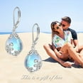 thumbnail image 6 of Moonstone Filigree Teardrop Drop Dangle Earrings Sterling Silver Leverback Earrings Moonstone Jewelry Gifts for Women, 6 of 6