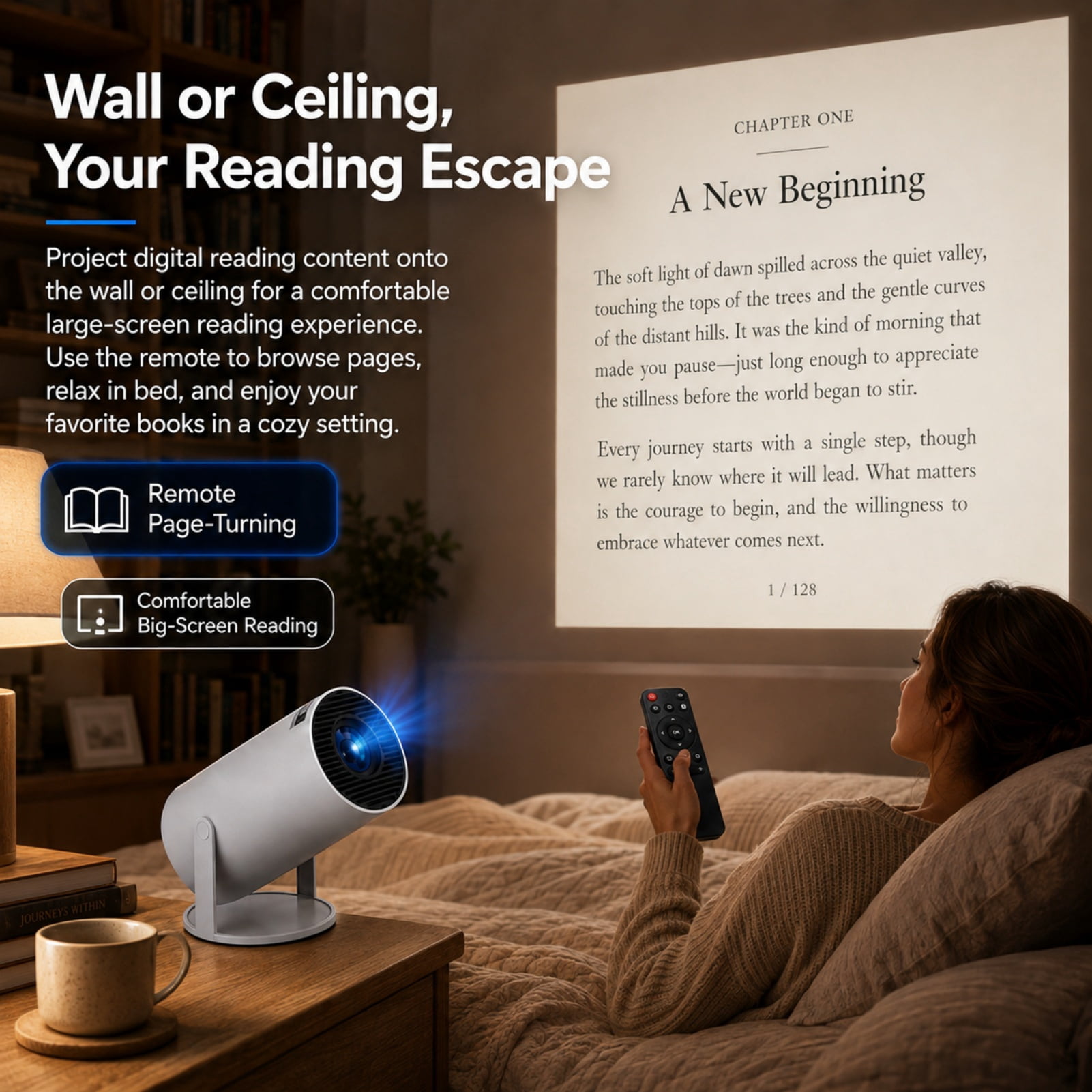 Storyverse Projector, Storyverse Projector with Bluetooth and Wifi Capabilities, Flexible 180° Projection and Automatic Image Calibration, HD Input Support with Built-In Audio, Ideal for Indoor