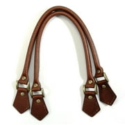 18.2" byhands Embossed 100% Genuine Leather Purse Handles/Bag Strap with Bronze Style Ring, Brown (22-4701-E)