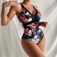 thumbnail image 3 of Jesscasday Piece Swimsuits for Women V-Neck Tummy-Control Bathing Suits High Cut Monokini,Floral Print Backless Monokini, 3 of 16