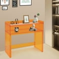 thumbnail image 2 of Modern Acrylic Desk, Small Entryway Table with Open Shelves, Orange Entry Table, 2 of 14